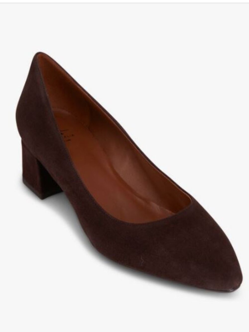 Aquatalia Pasha Suede Pump Heels 6.5 Burgundy Wine Leather Round Toe Block Heel